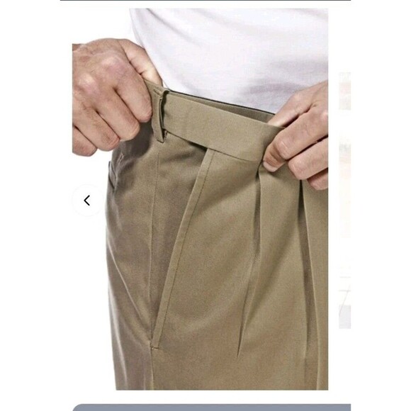 Haggar Dress Pants Mens Size 40x29 Pleated Khaki Color Expandable Waist Band - Picture 3 of 12
